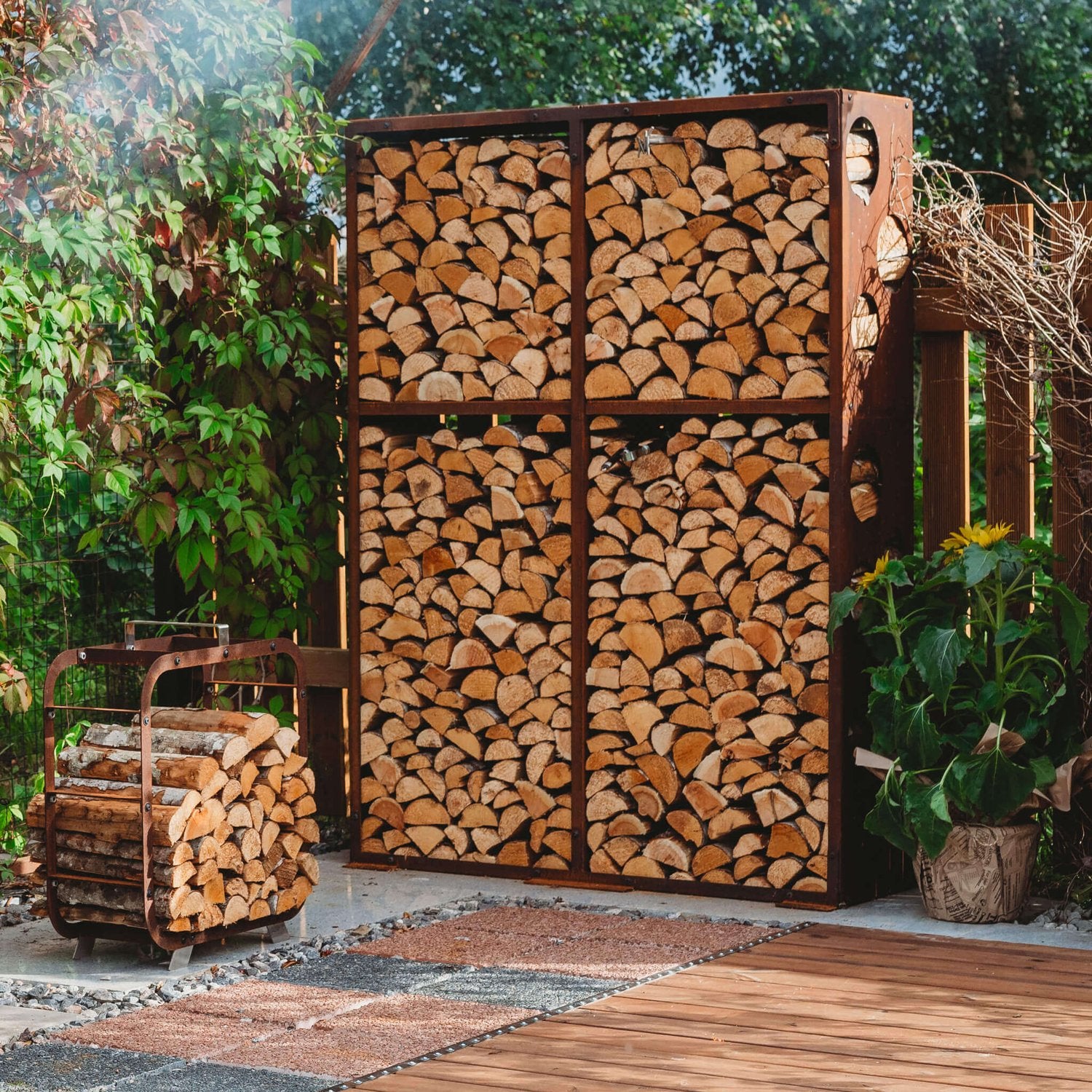 Cortenstål vedförvaring WALL-2