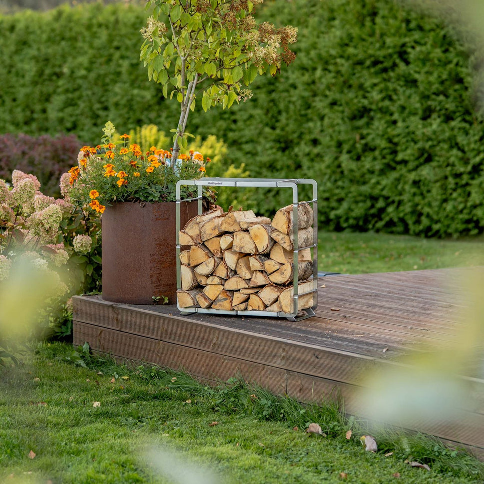 Cortenstål vedförvaring Bern, 60 x 60 cm